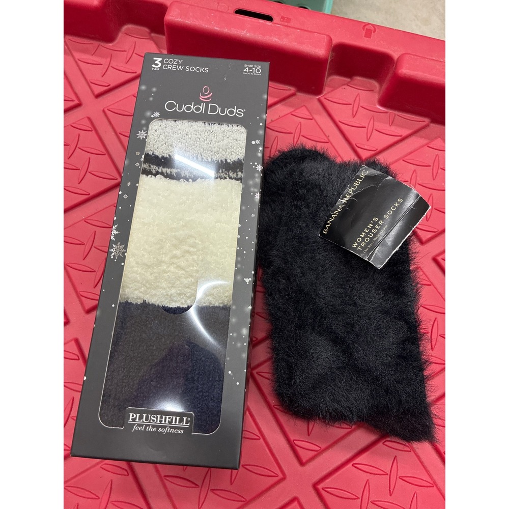 Cuddl Duds Plushfill 3-Pack Crew Socks & Banana Republic Fuzzy Trouser Socks NWT